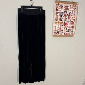 One World Black Velvet Wide-Leg Pants